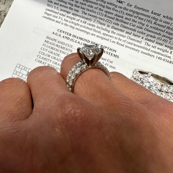 14K White Gold Round Cut Center 4.68 ct tw. - Picture 4 of 7